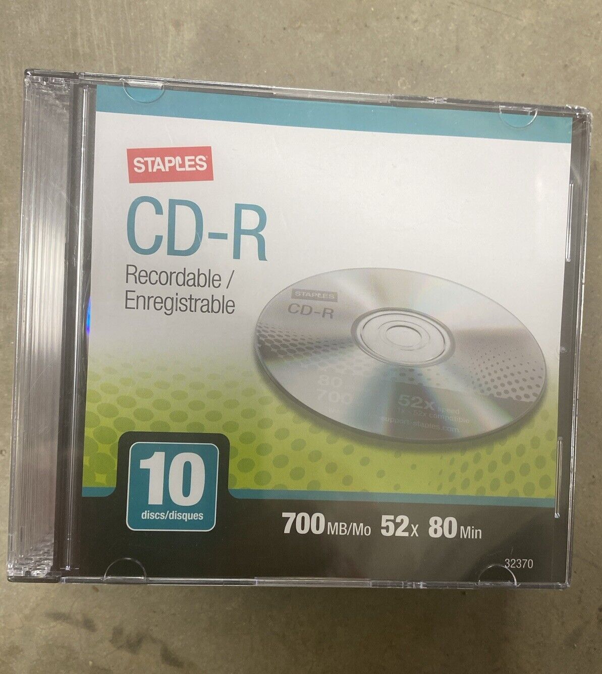 Staples CD-R 10 Ea. Recordable/ Enregistrable. 700mb/mo 52x80min New
