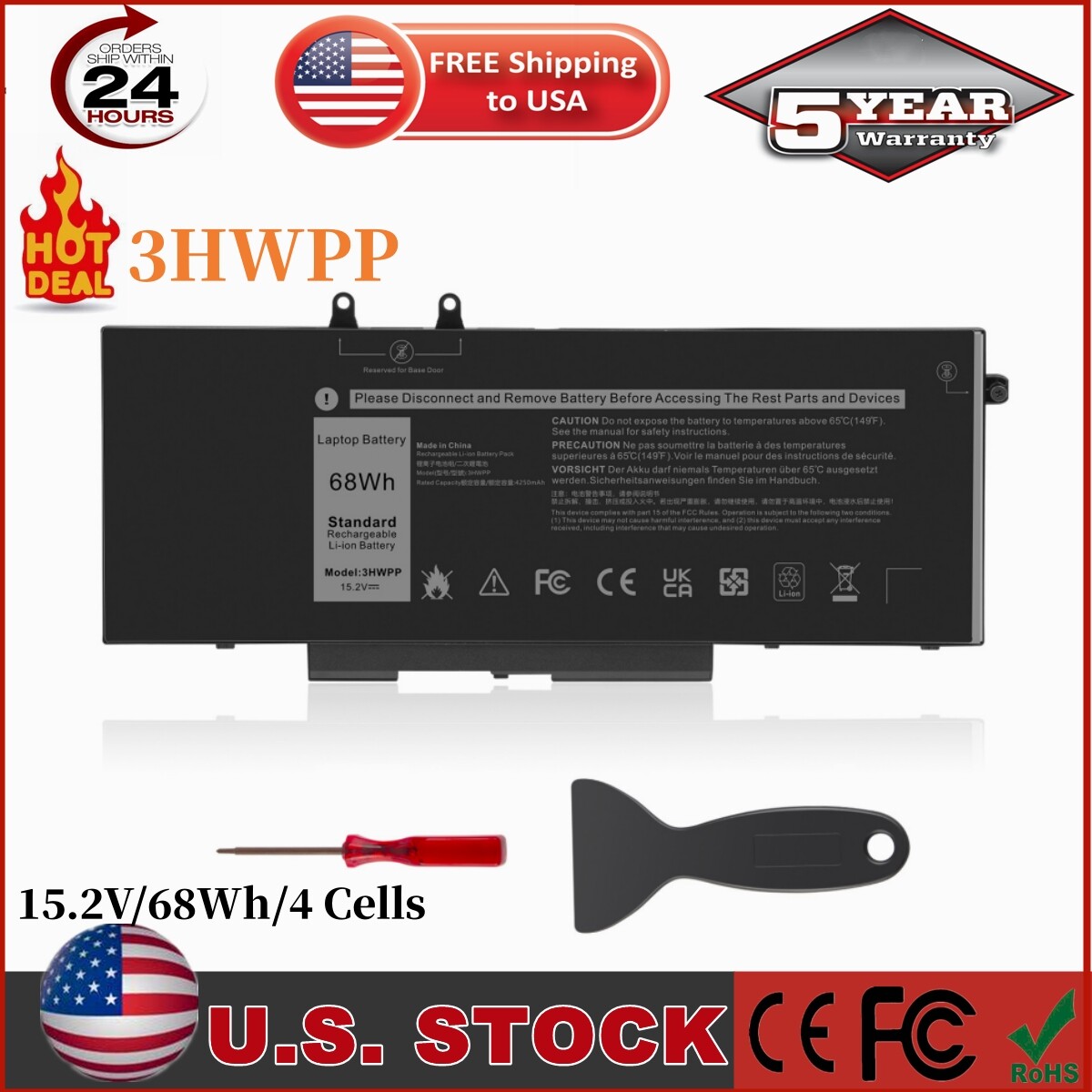 ✅LOT 30x 3HWPP Battery For Dell Latitude 5501 5401 5511 5510 5411 Precision 3541