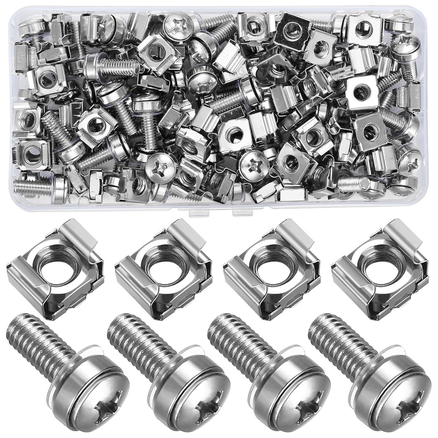110 Pcs/55 Set Rack Mount Screws and Cage Nuts for Rack Mount Server Cabinet Cag