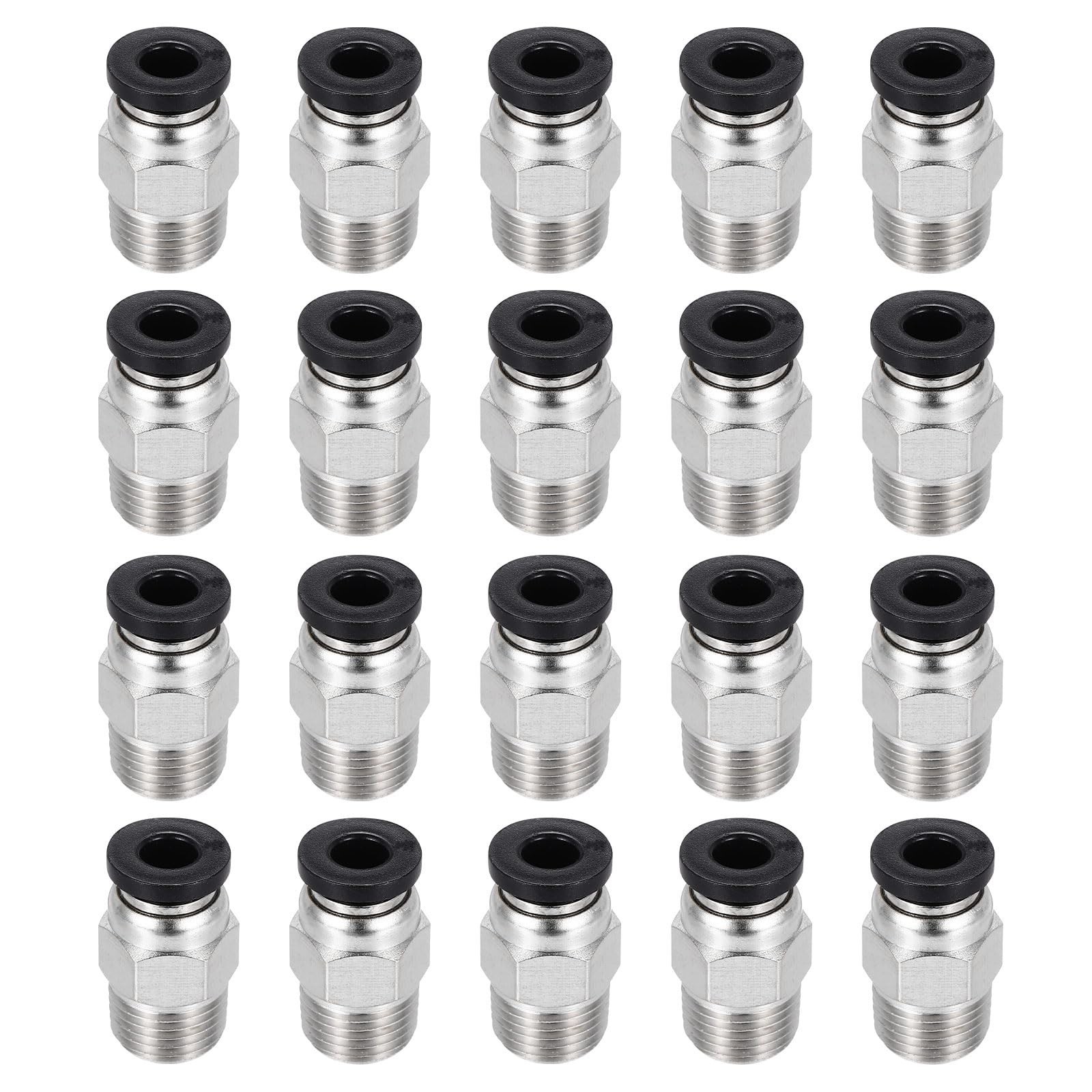 20 Pcs Push to Connect Pneumatic Fittings, 3D Printer Tube Connectors, 2x4mm Bla