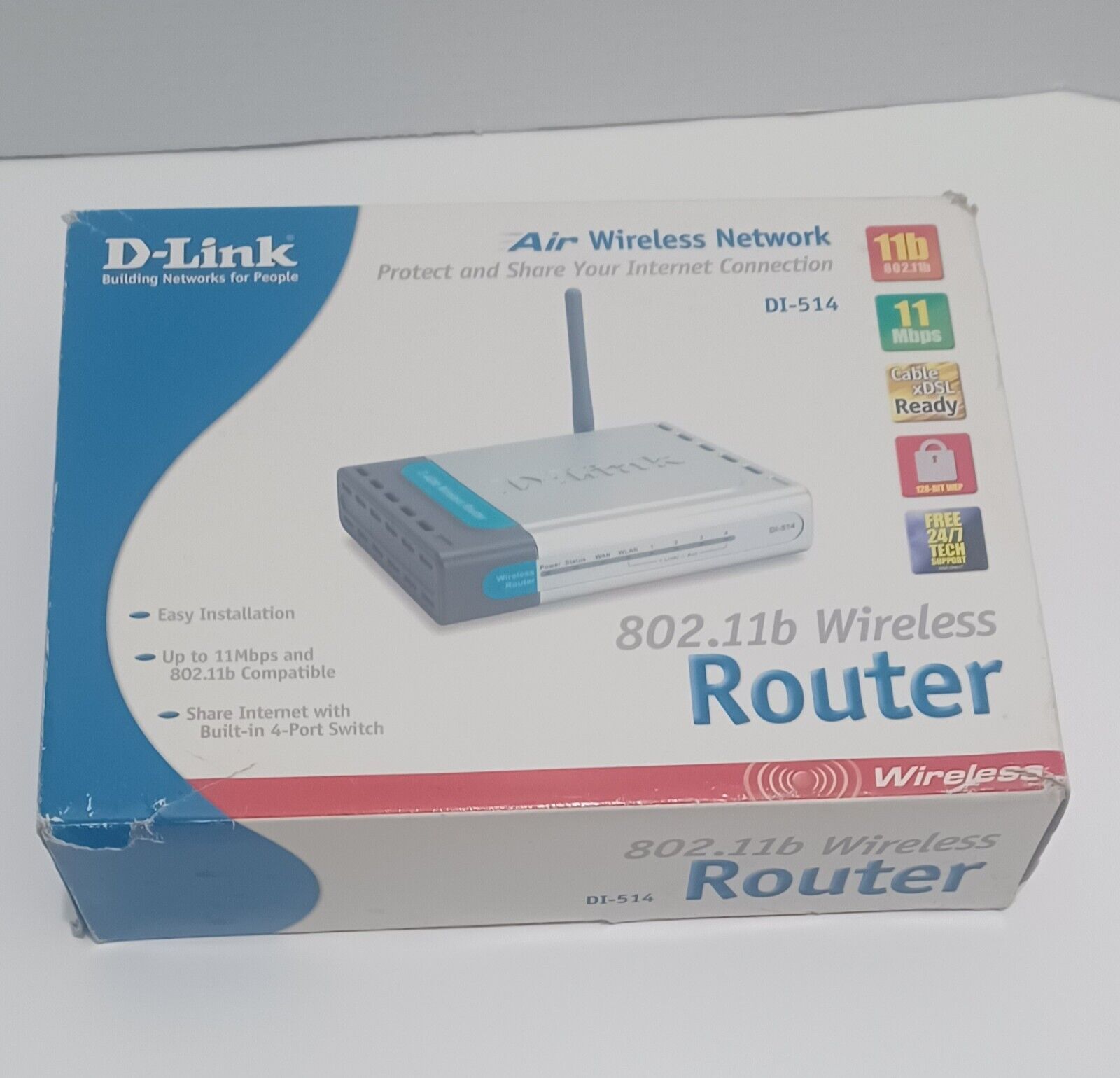 D-LINK D1-514 AIR WIRELESS NETWORK ROUTER.802:11b Wifi 11Mbps  4 LAN Ports