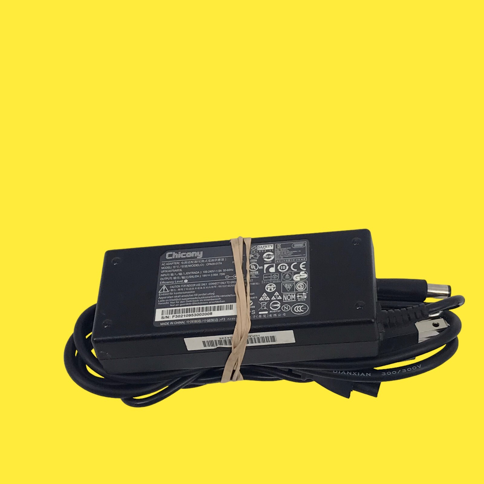 ORIGINAL CHICONY AC ADAPTER 19V 3.95A 75W Model: CPA09-017A #691 Z65/194