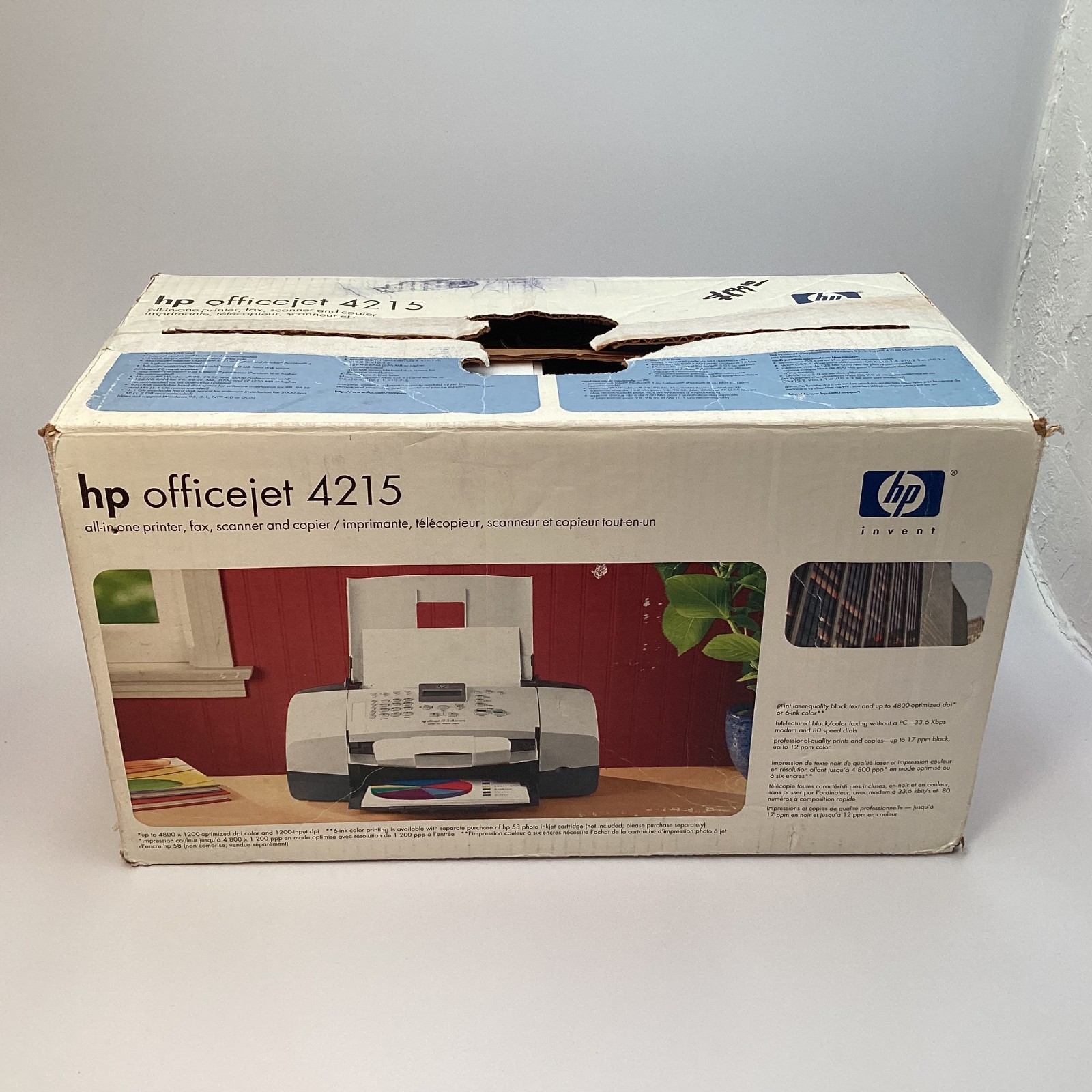 HP Officejet 4215 All-in-One Inkjet Printer Scanner Copier Fax Q5601A - 13 Pages