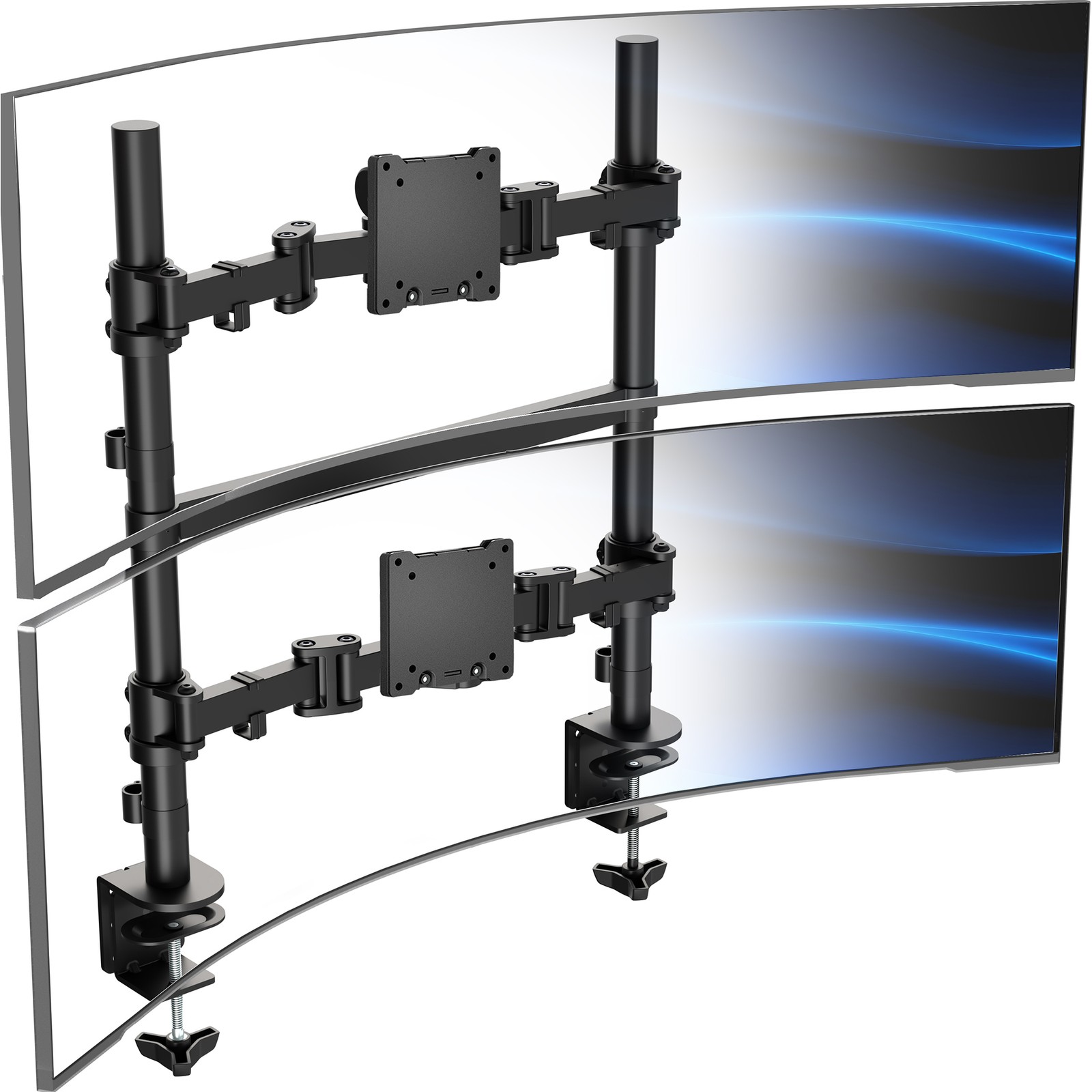 VIVO Dual Ultrawide Stacked Monitor Desk Mount, 2 Poles, 2 Screens up to 57"