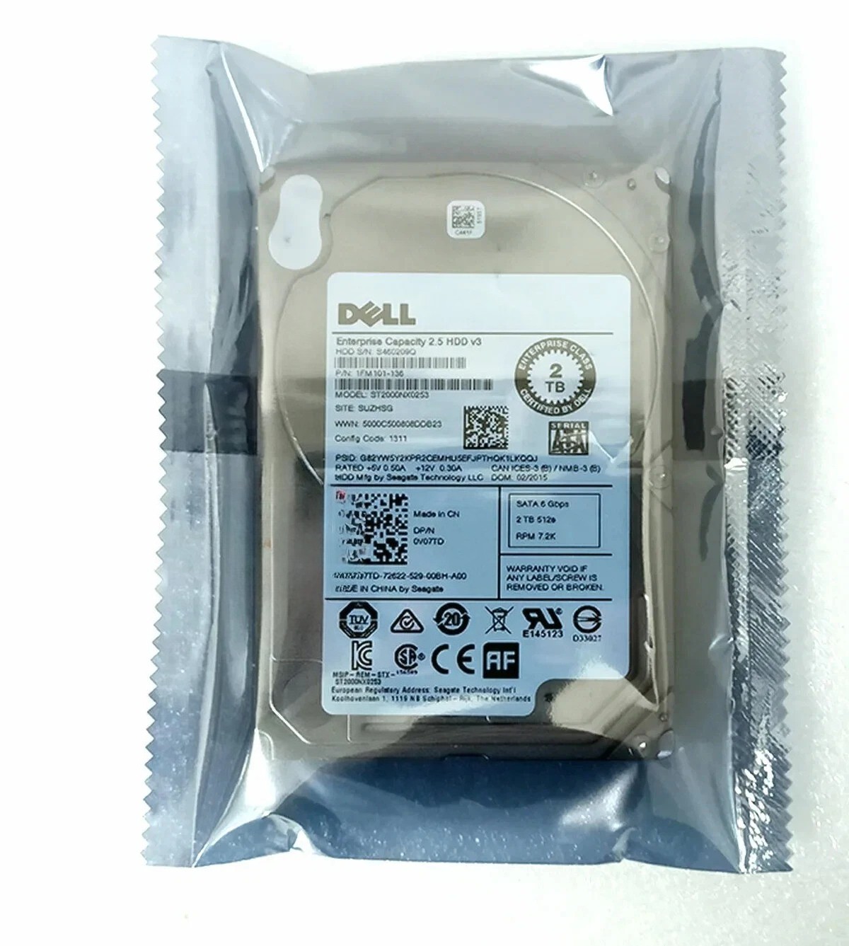 for DELL 0V07TD ST2000NX0253 2T SATA 7.2K 2.5 inch 128M server hard disk w/Tray