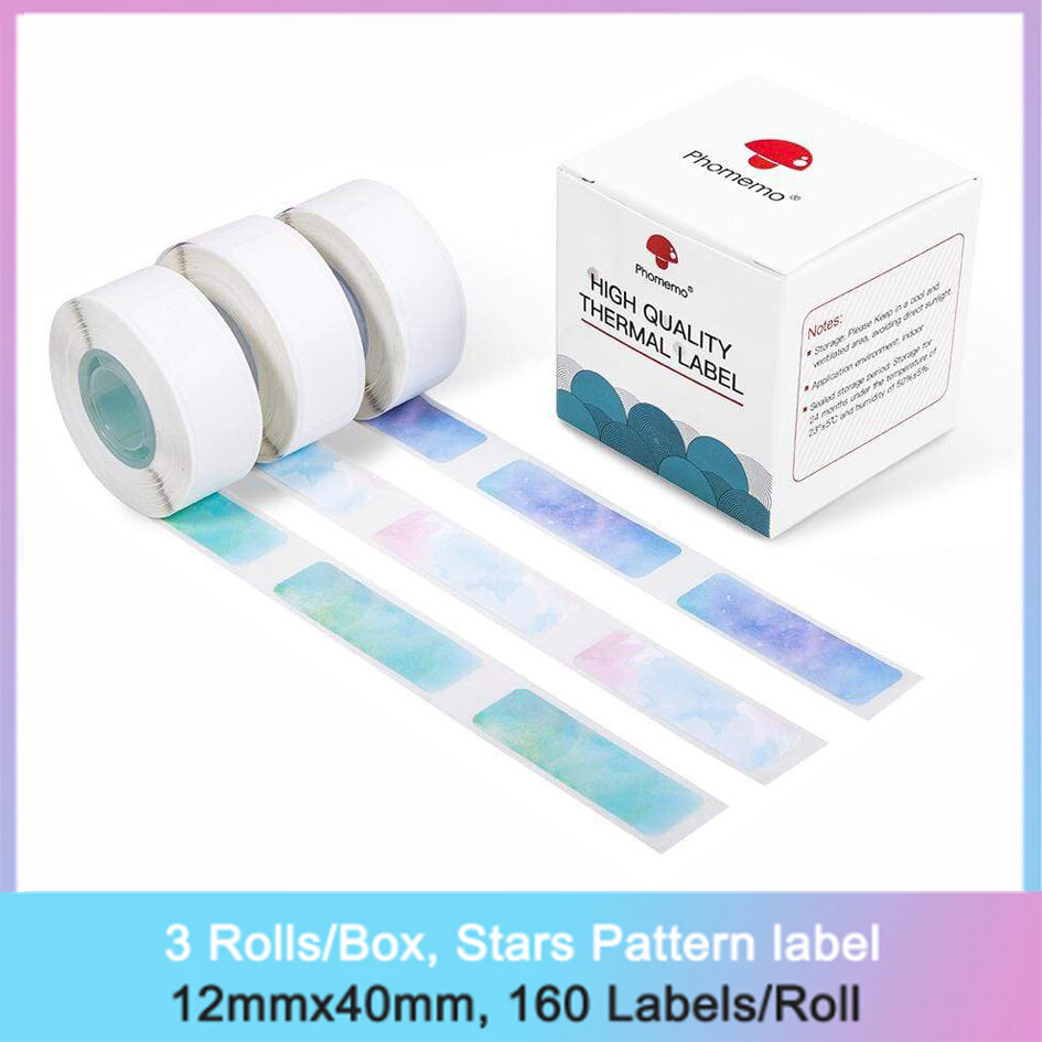 Phomemo D30 Sticker Paper 12×40mm Starry Night Self-Adhesive Thermal Label