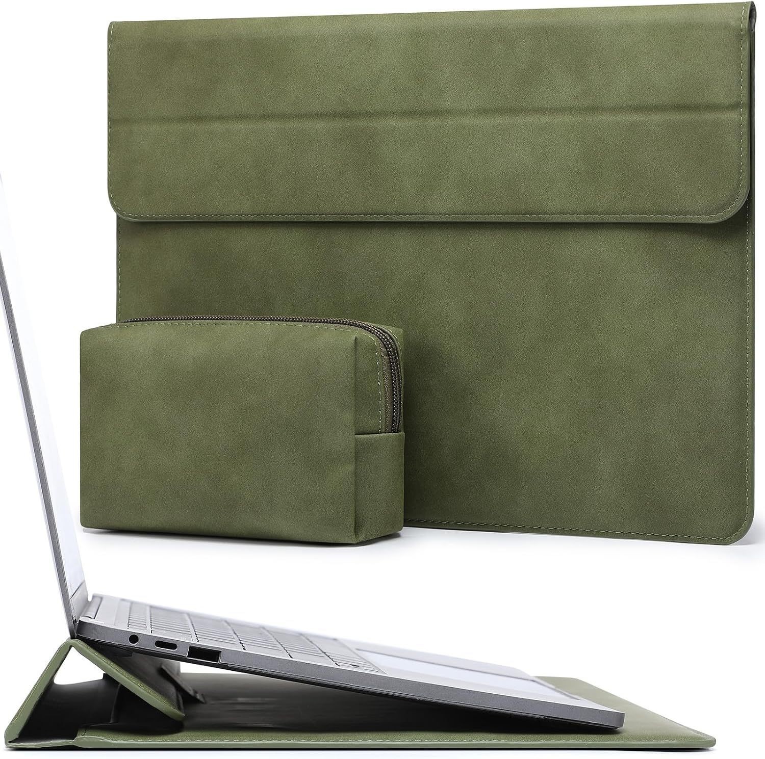 15-16 Inch Laptop Case Bag Sleeve with Stand in Olive Green Color