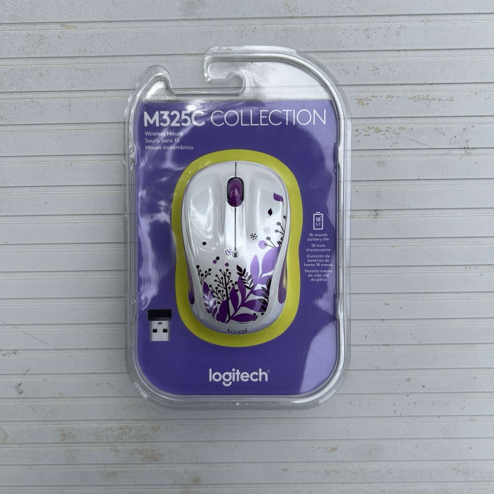 LOGITECH M325 M325C WIRELESS MOUSE PURPLE PEACE FLOWER  BRAND NEW SEALED *RARE*