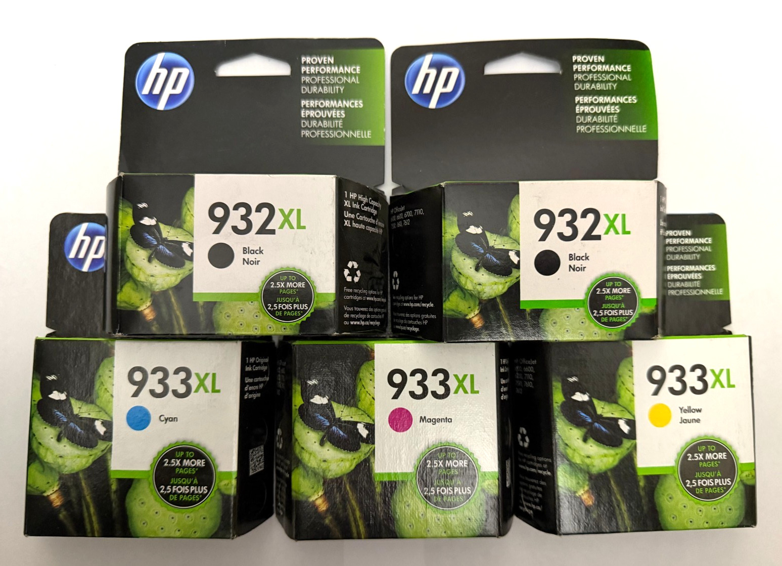 5pk HP 932XL 933XL HIGH YIELD Ink Cartridge Set N9H69FN NEW GENUINE OEM SEALED