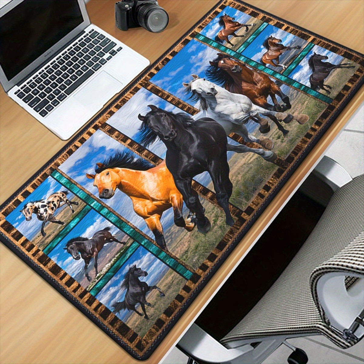 1pc Large XXL Horses Collage Desk & Mouse Pad - Non-Slip Rubber Base, Equestri