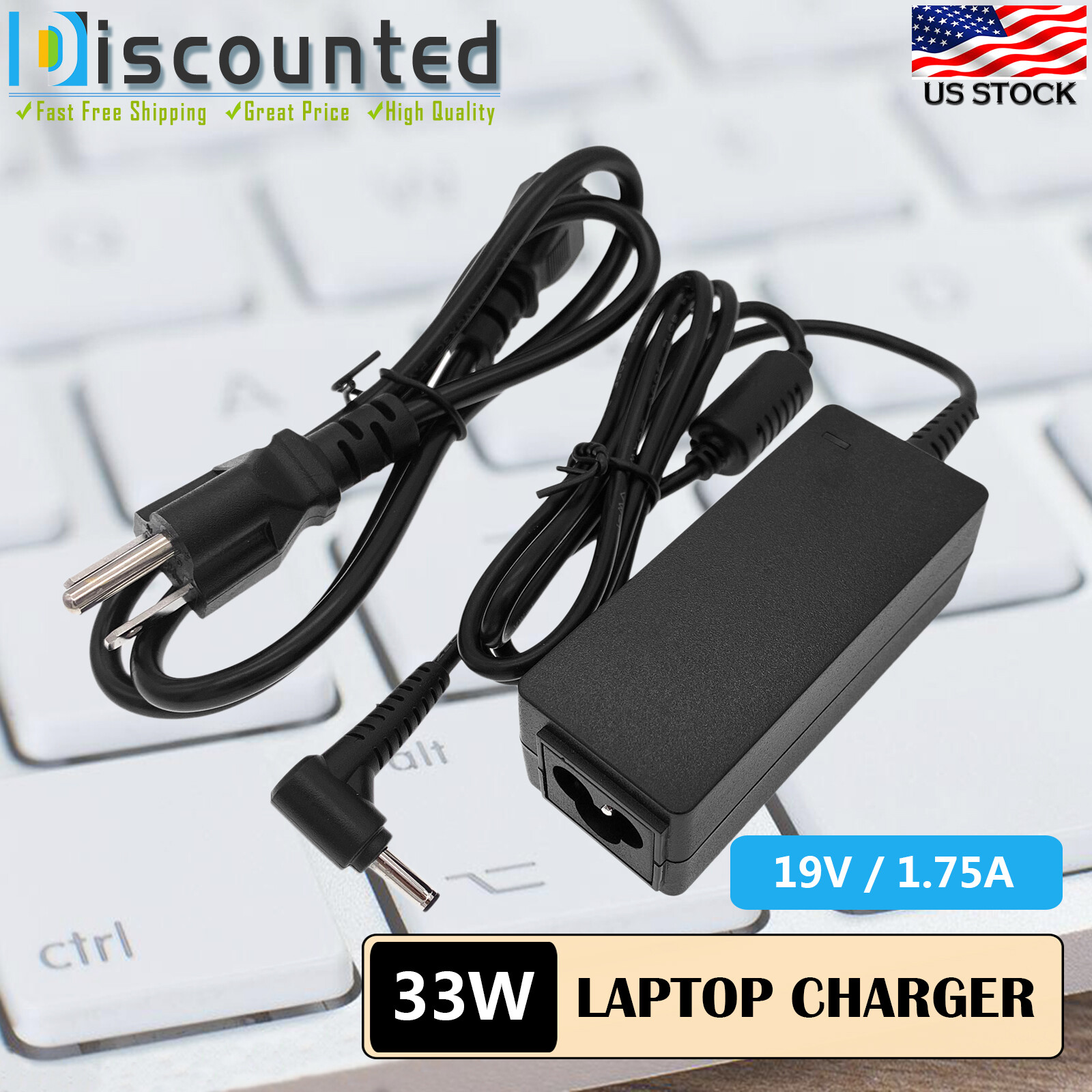For Asus ADP-33AW Ac Laptop Charger Adapter Charger Power Supply Cord 19V 1.75A