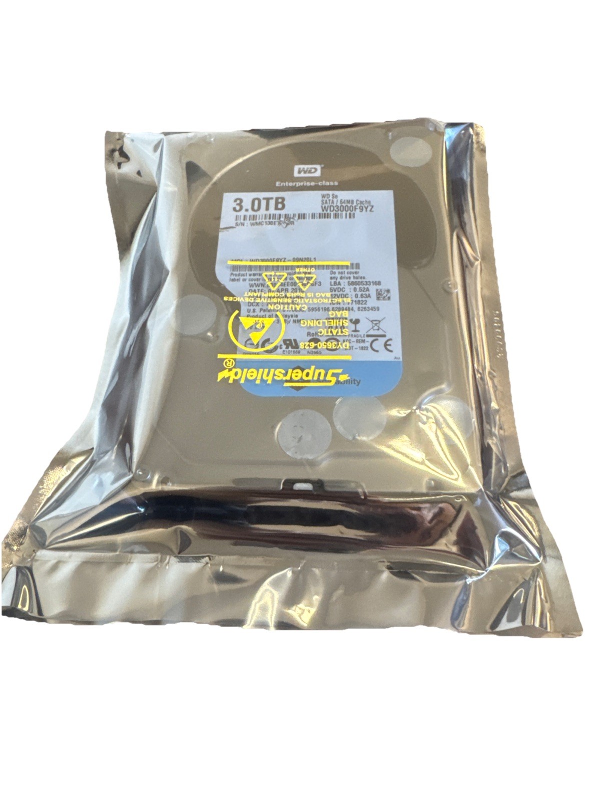 WD Enterprise NAS HDD 3TB 3.5" SATA Desktop NAS Hard Drive WD3000F9YZ