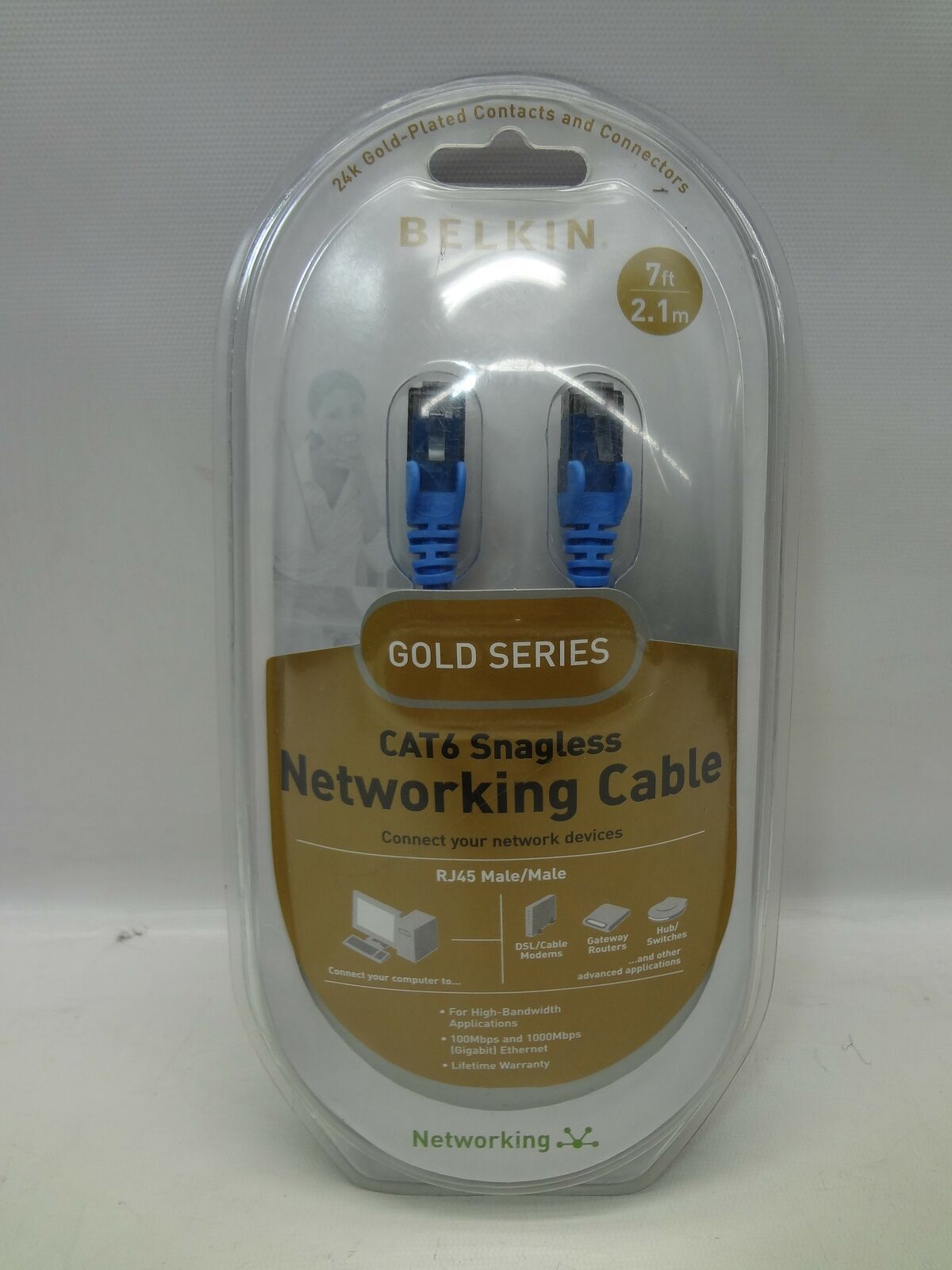 Belkin A3L980b07-BLU-S 7-Foot Patch Cable Lot of 2 *New Unused*