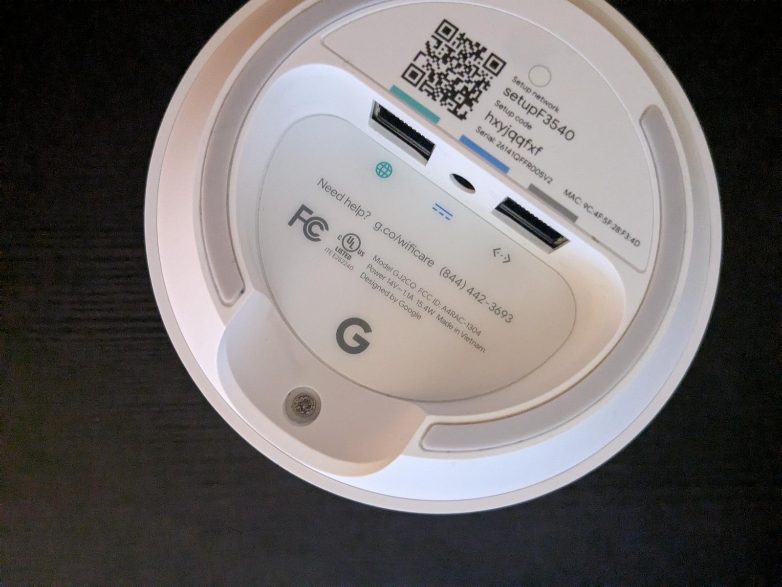 Google WiFi System Router Single 1-pack (GJ2CQ) With Power cord and original box
