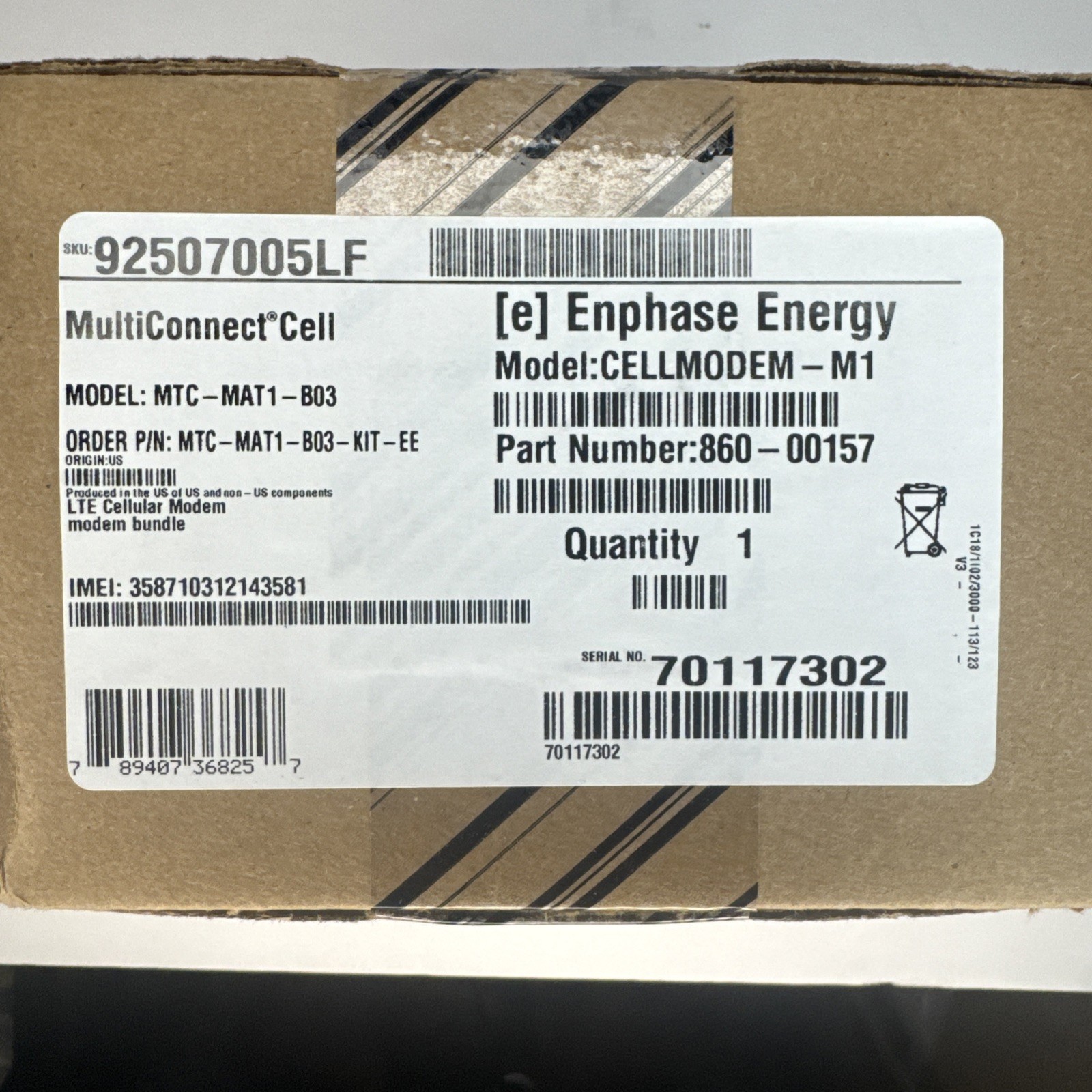 Enphase Cellular Modem MTC-MAT1-B03