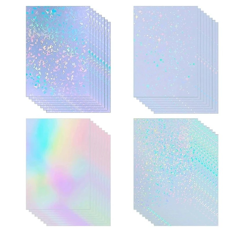 50 Sheets Holographic Sticker Paper for Inkjet  Laser Printer 4.1x2.9 inch Print
