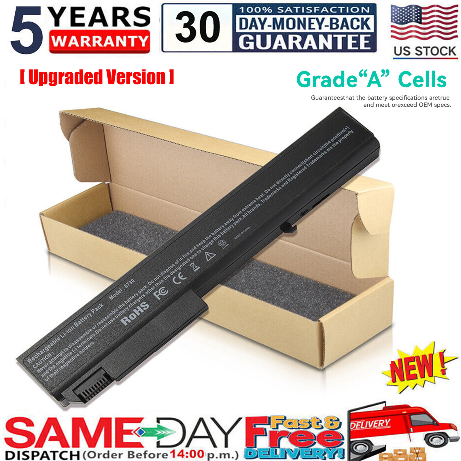 ✅8Cell Laptop Battery for HP EliteBook 8530p 8530w 8540p 8540w 8730p 8730w 8740w