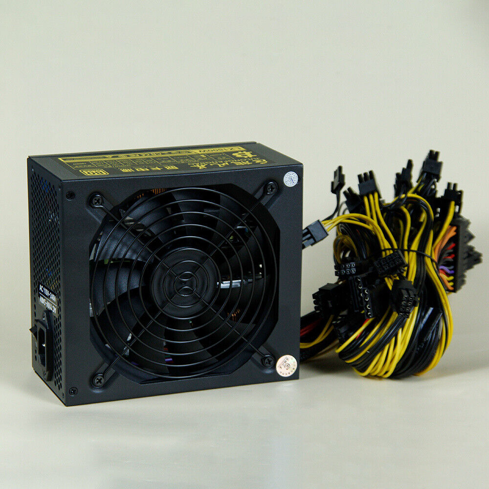 1800W 110V/220V Black Modular Mining Power Supply ATX PSU 24 PIN For 8 GPU