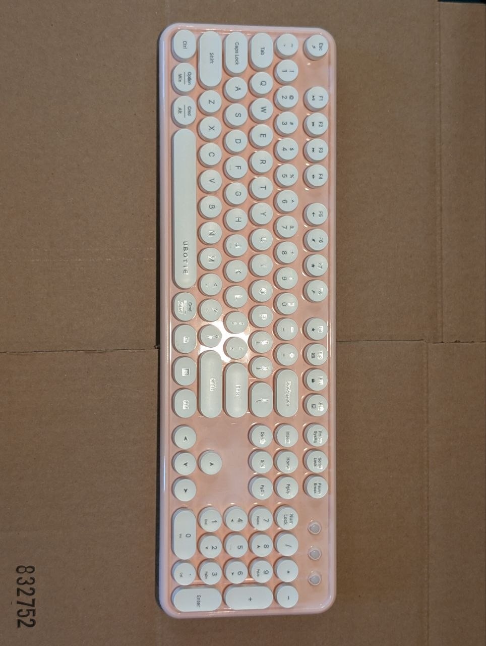 UBOTIE S801AG-C Wireless Retro Typewriter Round Key Keyboard Pink Full Size
