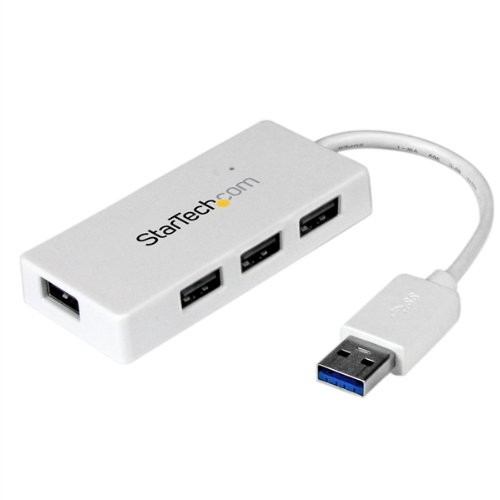 StarTech Portable 4 Port SuperSpeed Mini USB 3.0 Hub - White (ST4300MINU3W)