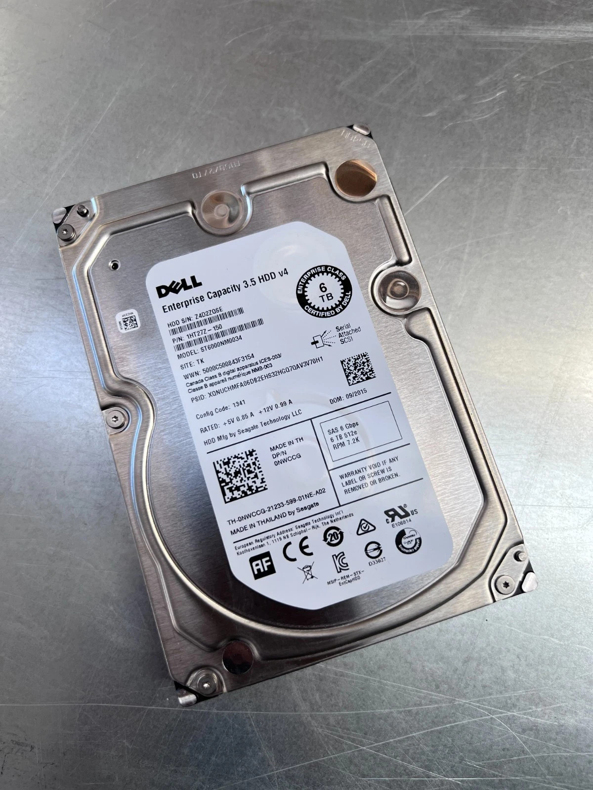 8 Dell 6TB SAS 3.5" 7.2k RPM 6Gb/s Hard Drives | 1HT27Z-150 0NWCCG ST6000NM0034