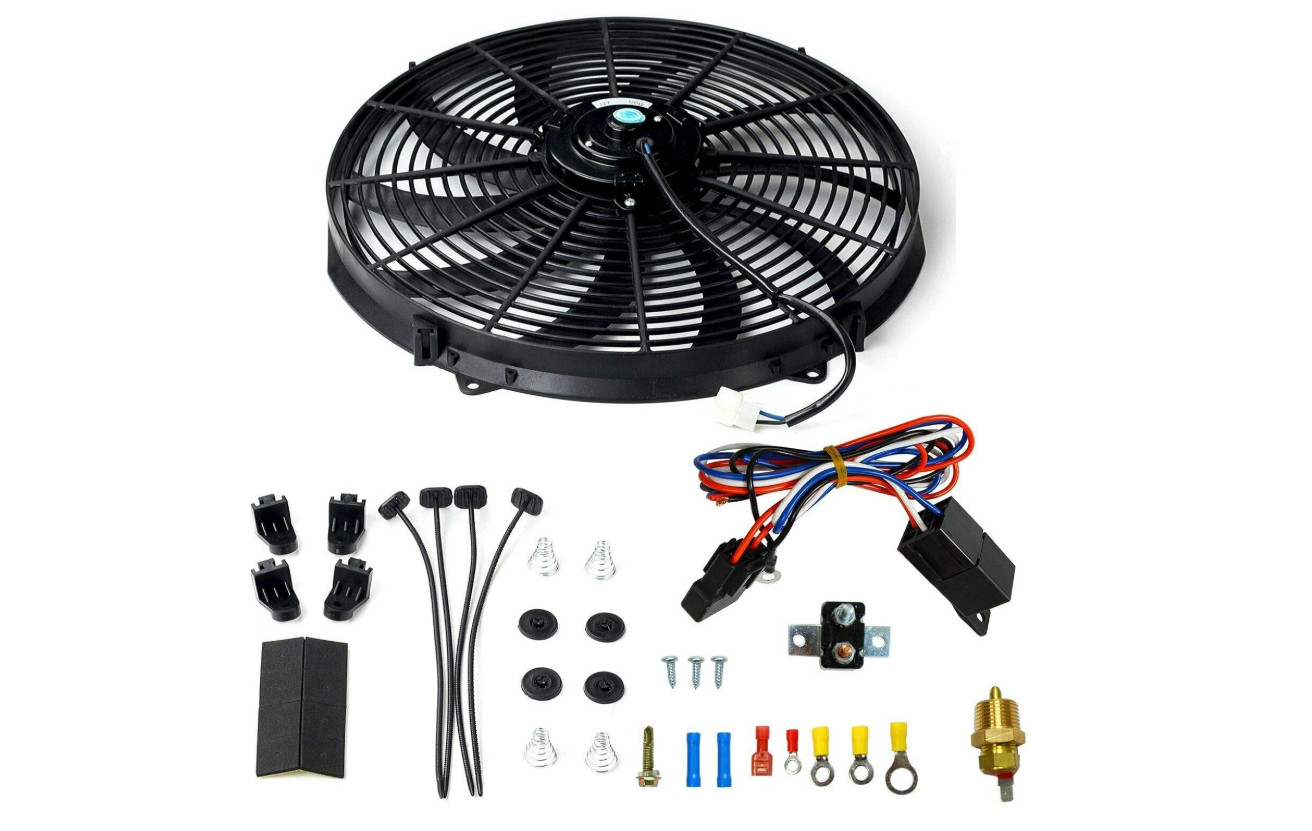 16" 16 inch Electric Radiator Fan High 3000 + CFM Thermostat Wiring Switch Relay