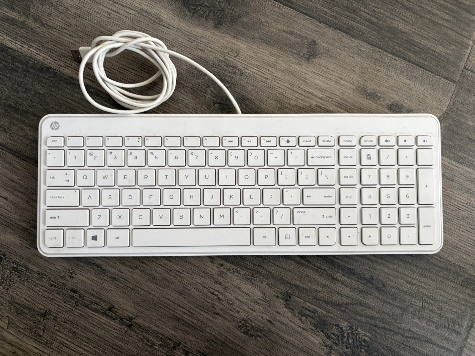 HP Keyboard Slim USB Wired KBAH21 White Slimline untested 