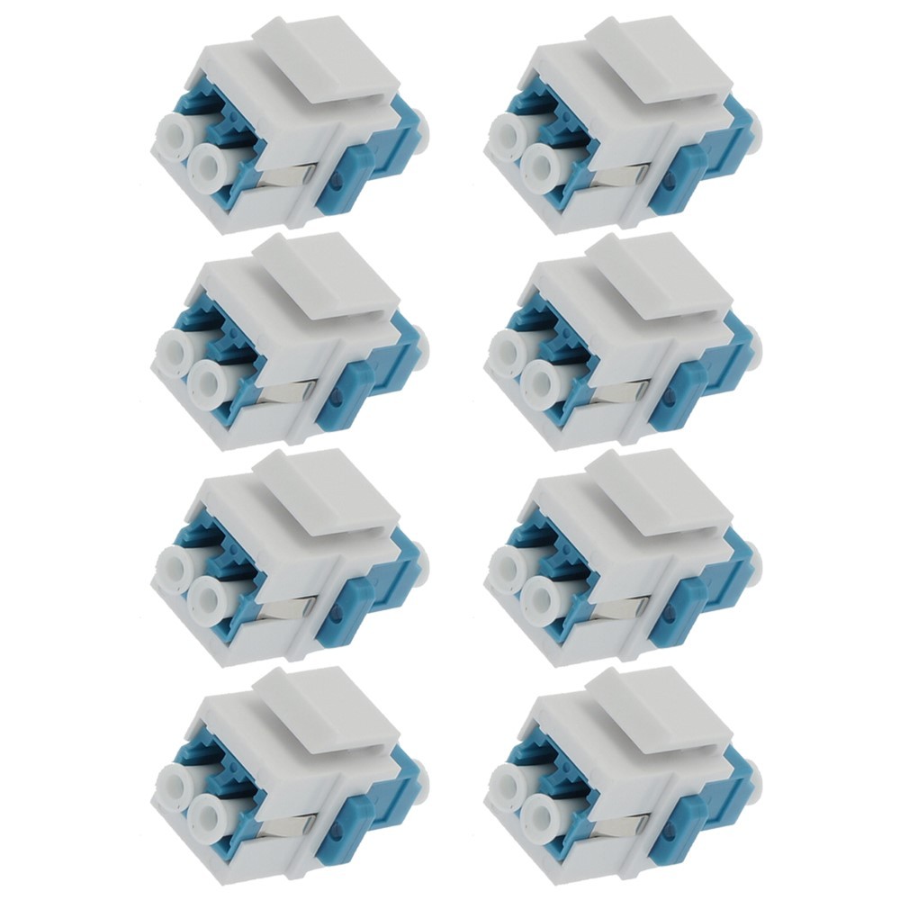 8x LC/UPC Duplex Single Mode Fiber Optical Coupler w/ Keystone Jack Snap-in Blue