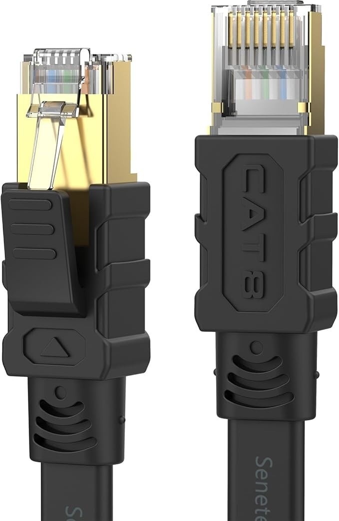 deego cat 8 ethernet cable 100 ft, high speed flat network cable black