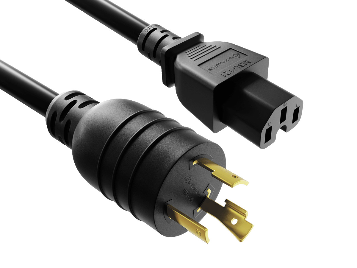 10ft NEMA L6-20P to C15 Heavy-Duty Locking Power Cord 14 AWG 15A/250V SJT Hig...