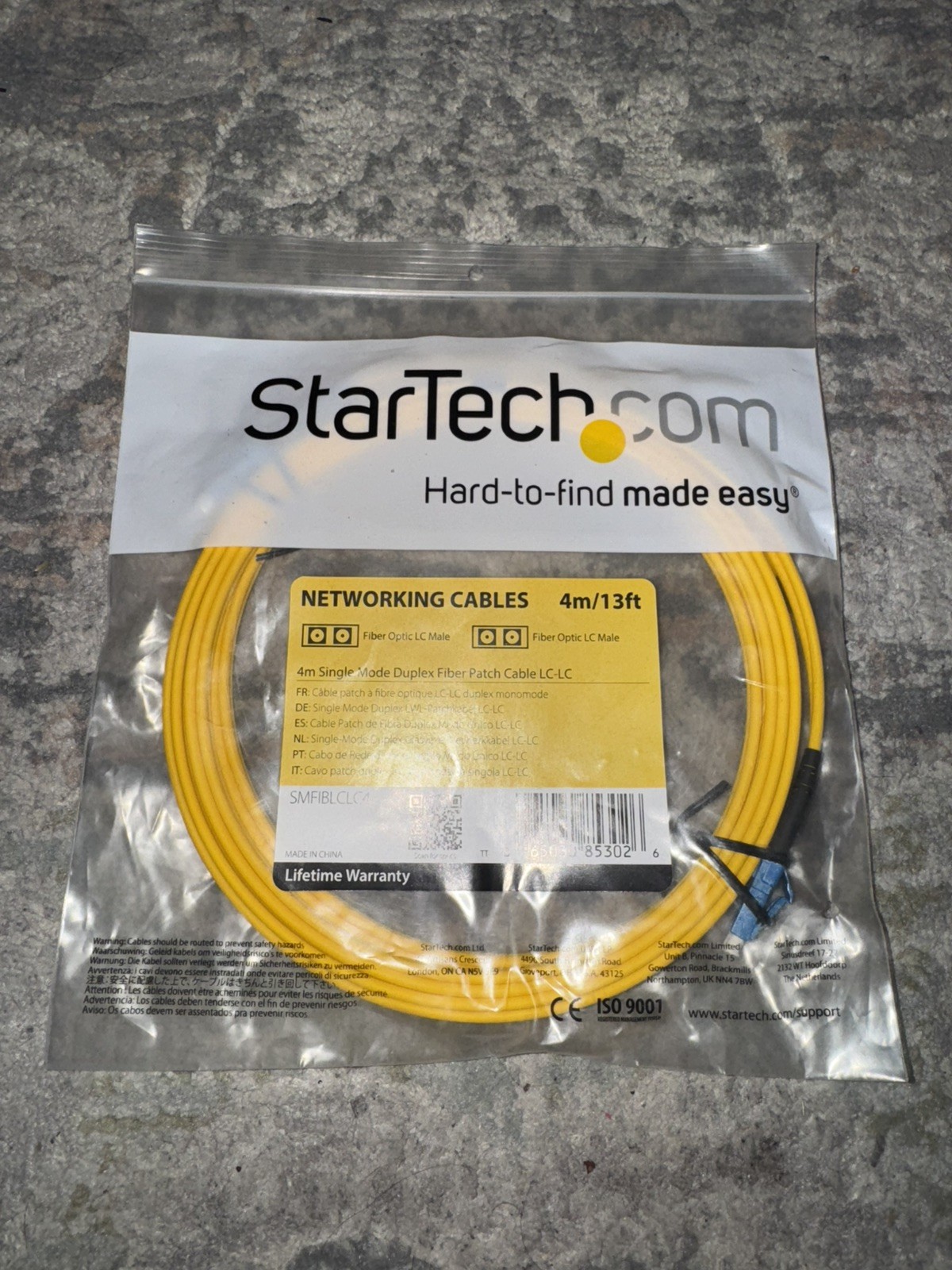 Startech SMFIBLCLC4 4m LC-LC Single Mode Fiber Patch Cable Yellow