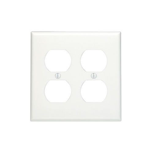 Leviton 88016, Standard, 2-Gang, White, 2-Duplex Receptacle, Wallplate, 1pc