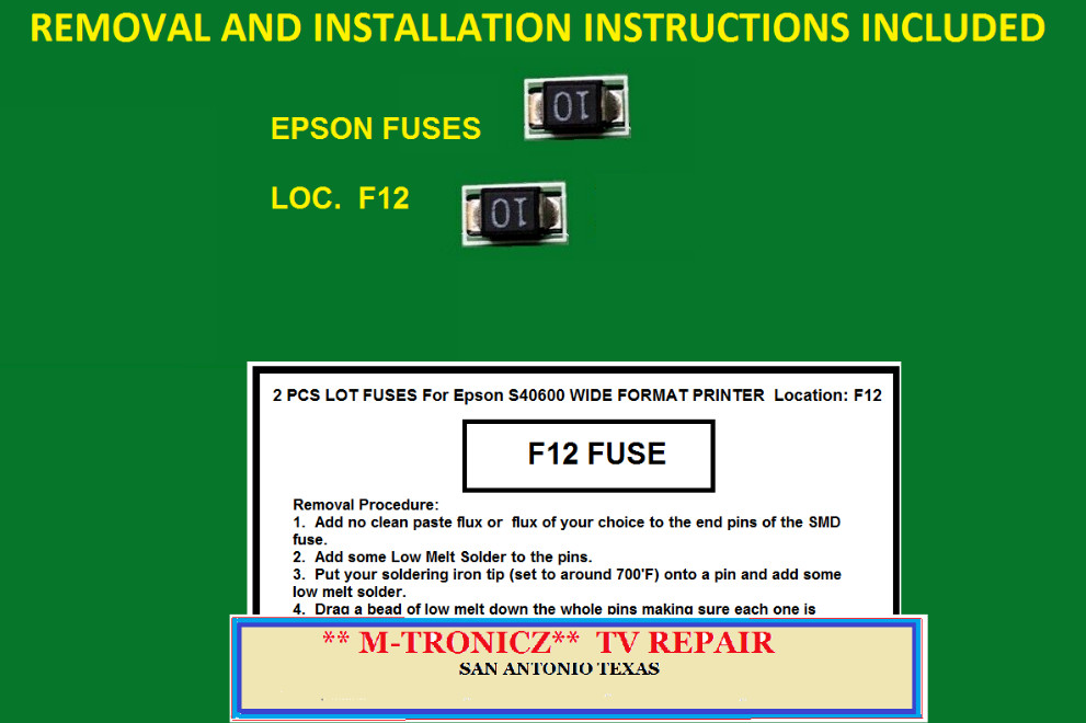 2 PCS LOT FUSES For Epson S40600 WIDE FORMAT PRINTER  Location: F12