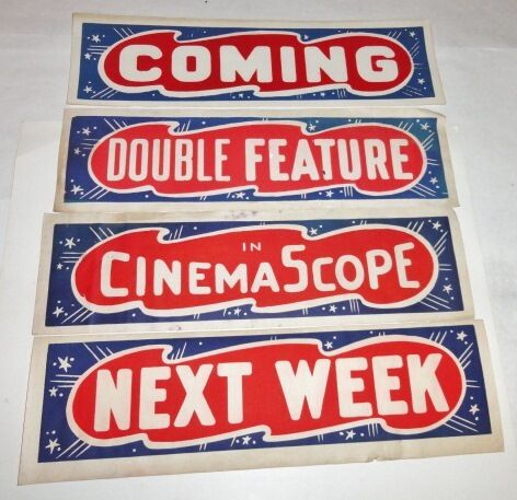 1950s  4 Vintage Movie Theatre Poster case marquee sign's Old cinema