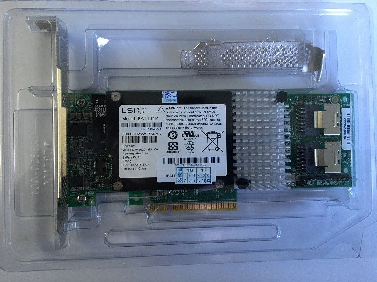 LSI 3ware  (9750-8i) 6Gbps 8Port HBA PCI-E SATA SAS Controller Card+Battery