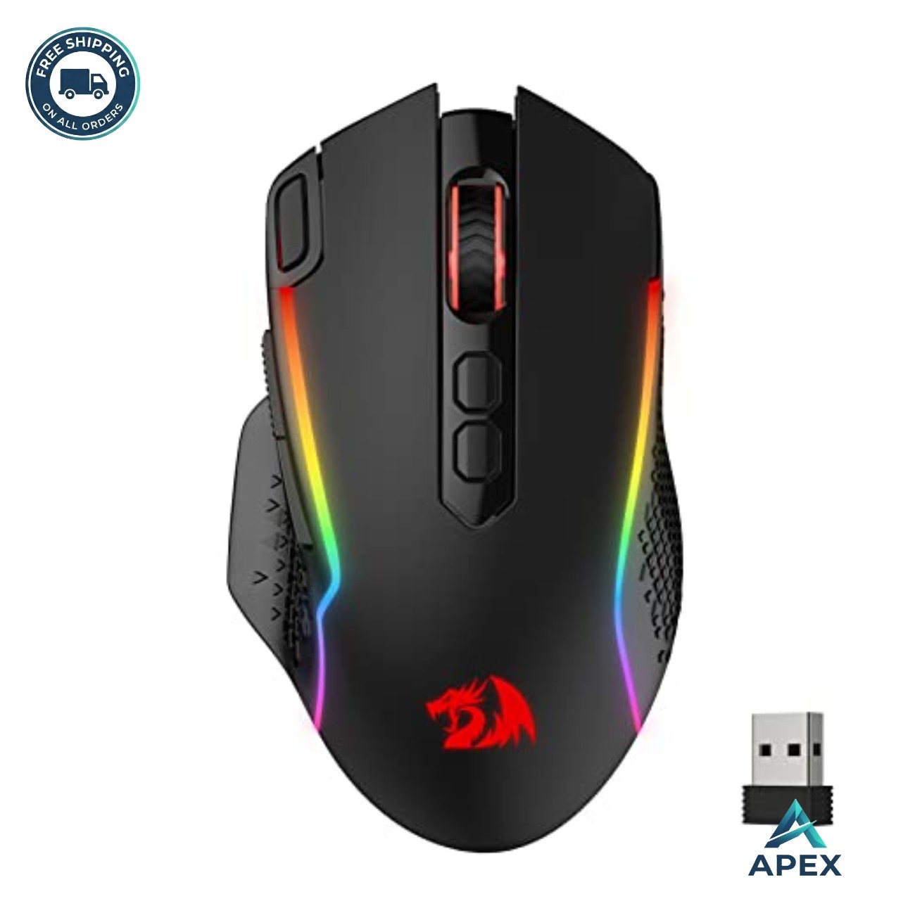 Wireless RGB Gaming Mouse 10000 DPI 8 Programmable Buttons Rechargeable 2.4Ghz