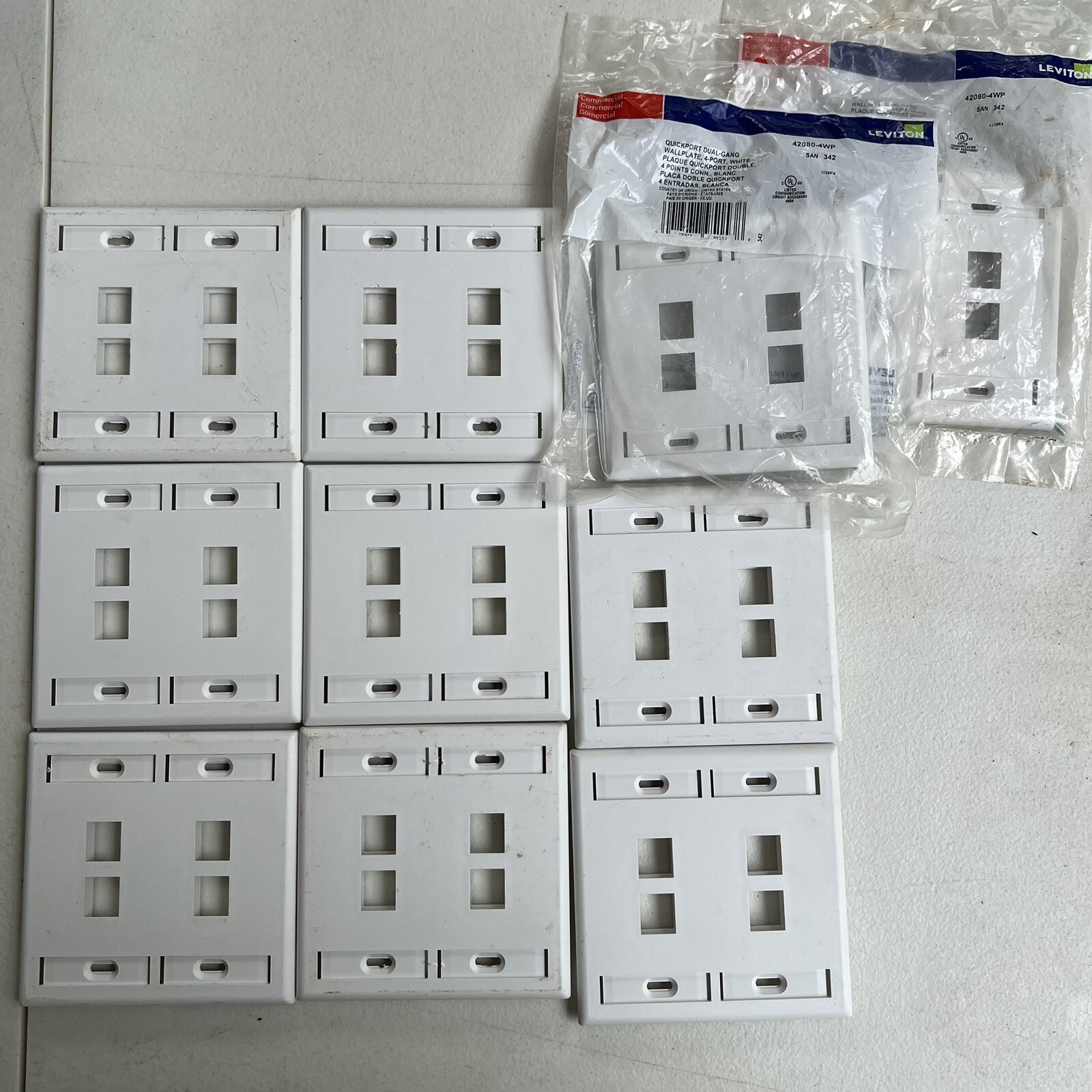Leviton 42080-4WP  SAN 342 QuickPort Dual-Gang 4 port, white Set Of 10