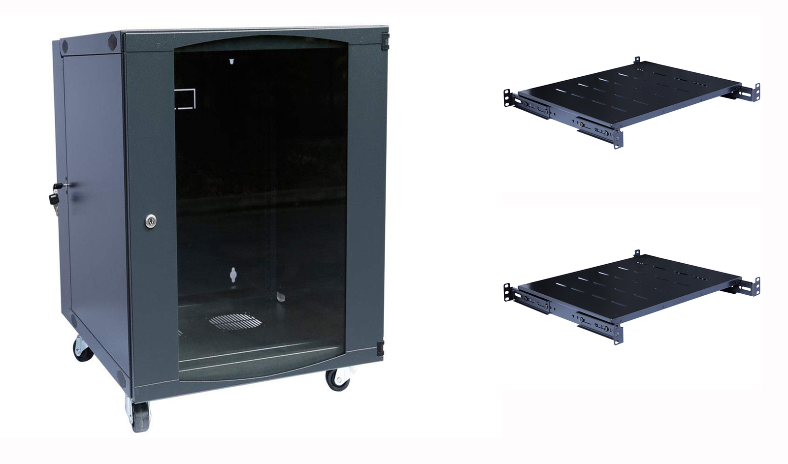 Raising Electronics 12U Wall Mount Network Server Cabinet Glass Door w/ 2 shelf