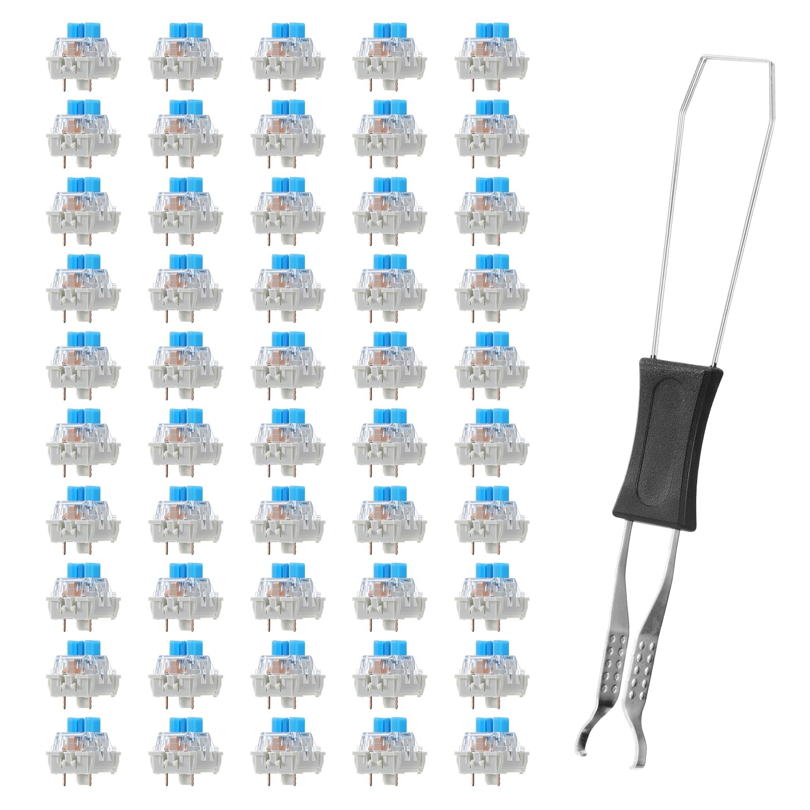 45 PCS Mechanical Keyboard Switches 3 Pin Blue Clicky Switches Dustproof Keyb...