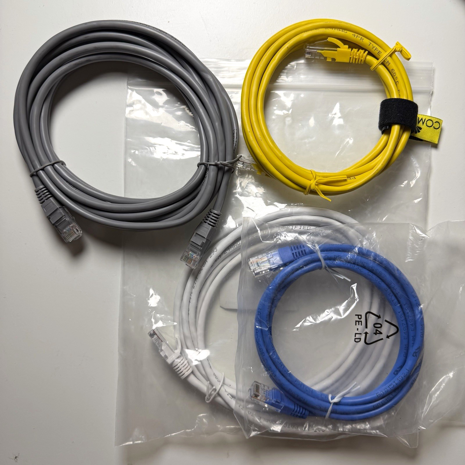 Lot of 4 RJ-45 to RJ-45 Ethernet Patch Cables