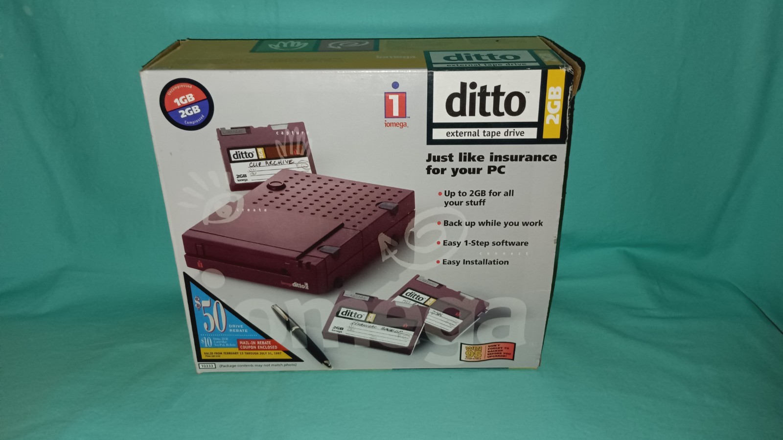 IOmega Ditto 2GB PPT Tape Drive external IO2000-PX No Tapes No Power Cord