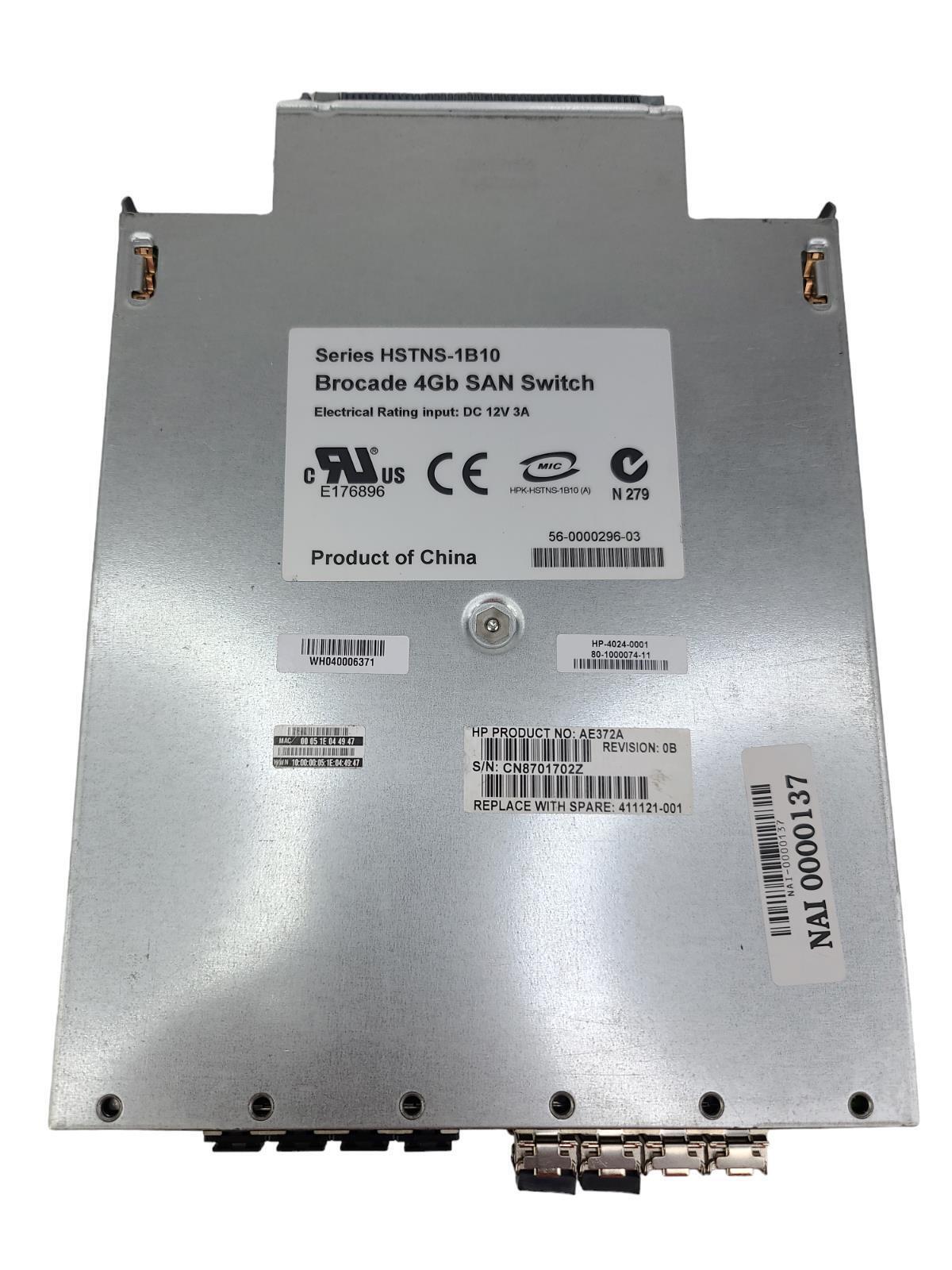 HP 411121-001 Brocade 4GB SAN Switch Series HSTNS-1B10 AE372A