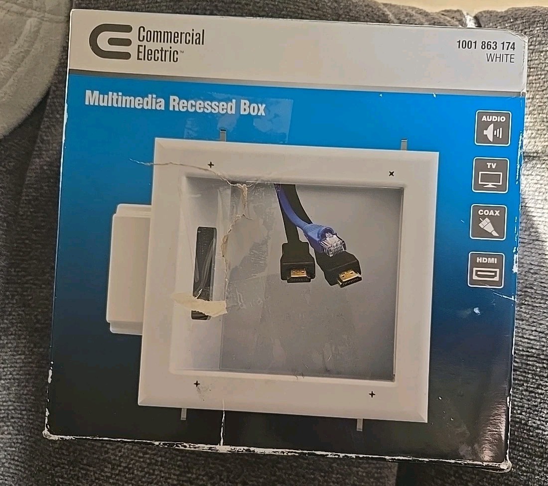 Commercial Electric Cable Pass-Through Wall Plate TV Multimedia Recessed Box