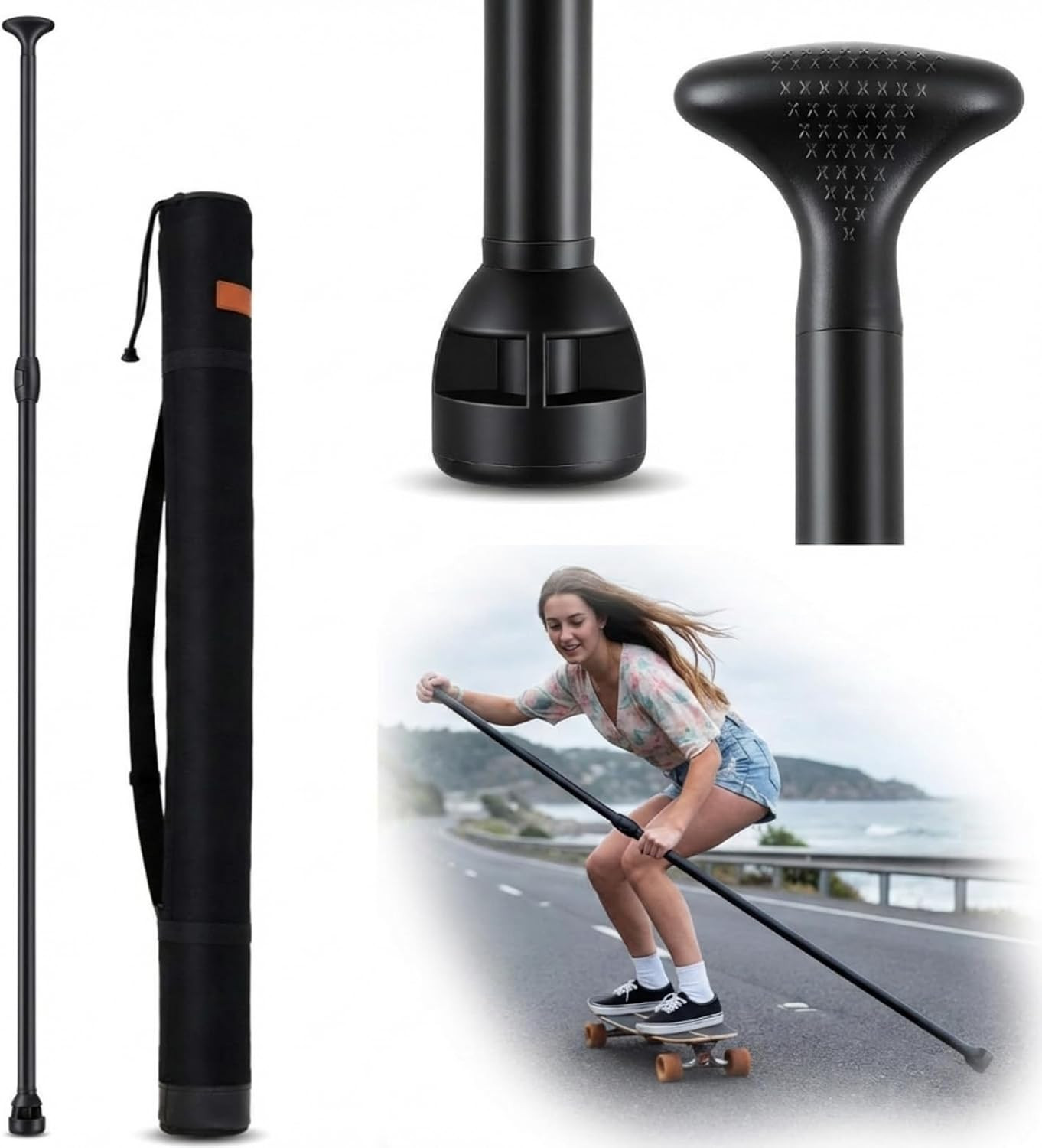 1 Pcs Aluminum Land Paddle Adjustable 51.2" - 70.9" Lightweight Stand-Up Paddle