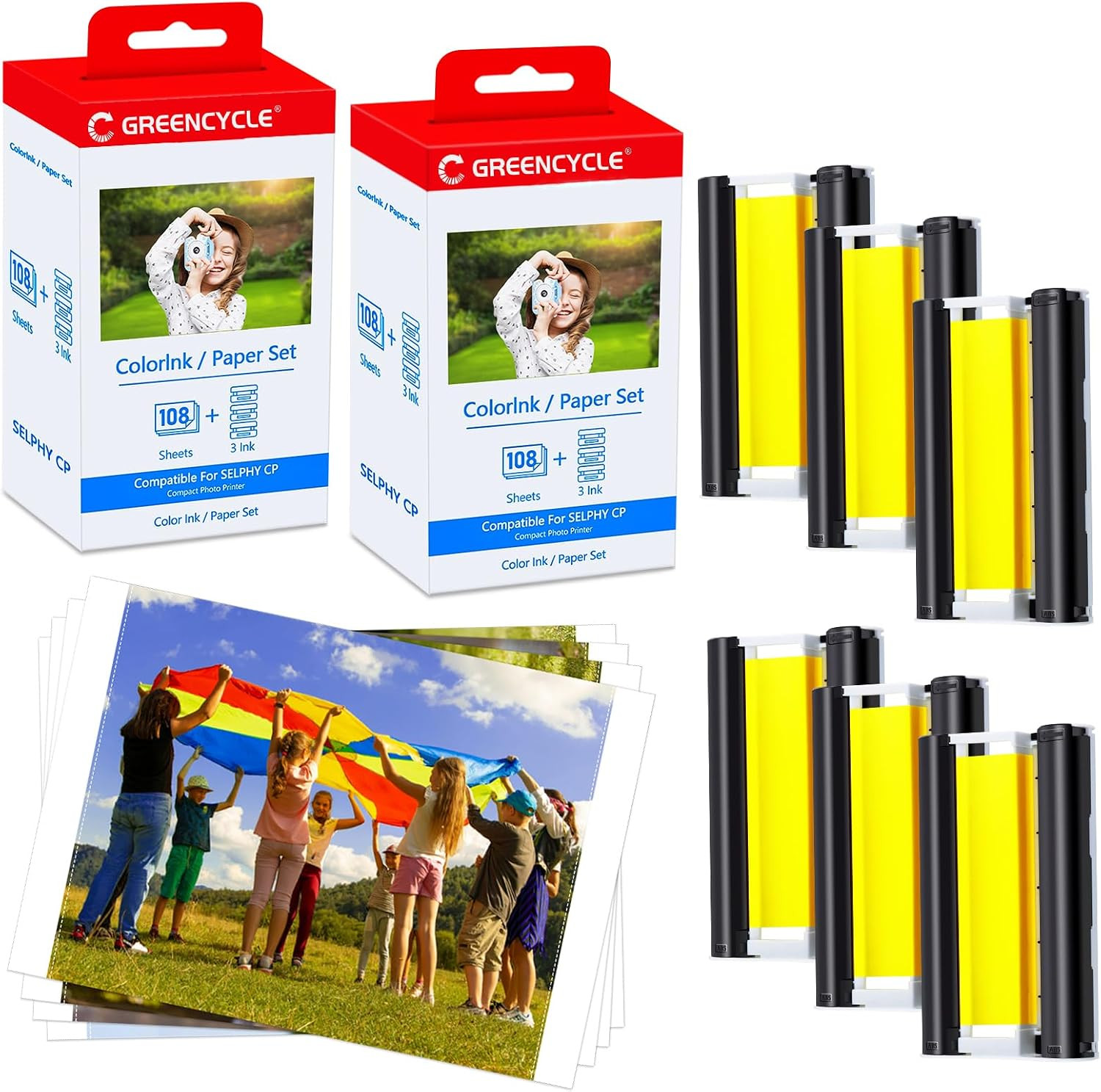 KP-108IN Dye Sub Printer Ink & Paper for Canon CP1500 CP1200 CP910 2PK 216 Pcs
