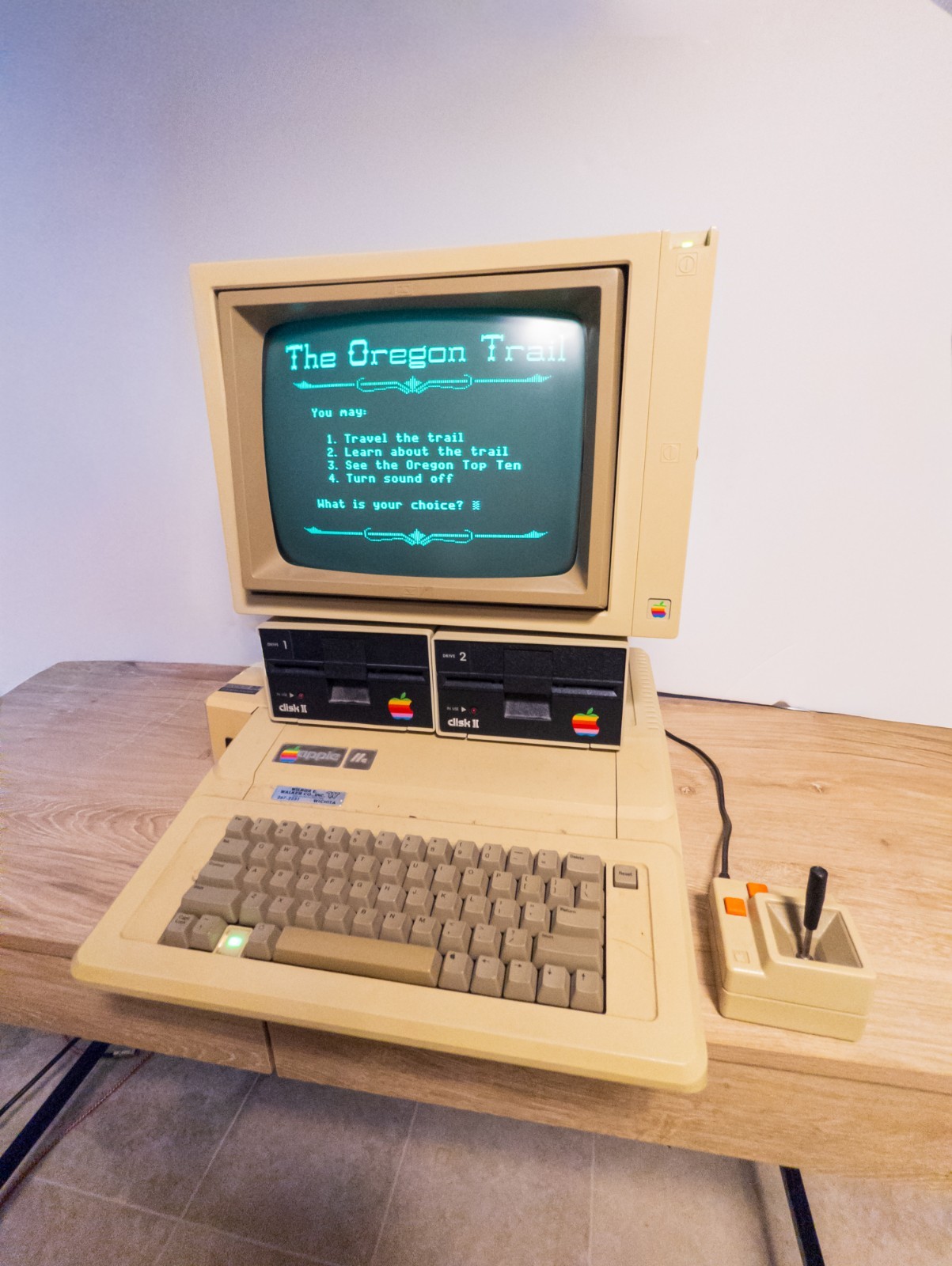 VTG Apple IIe Computer & Monitor + Dual Disk II Drives POWERS ON
