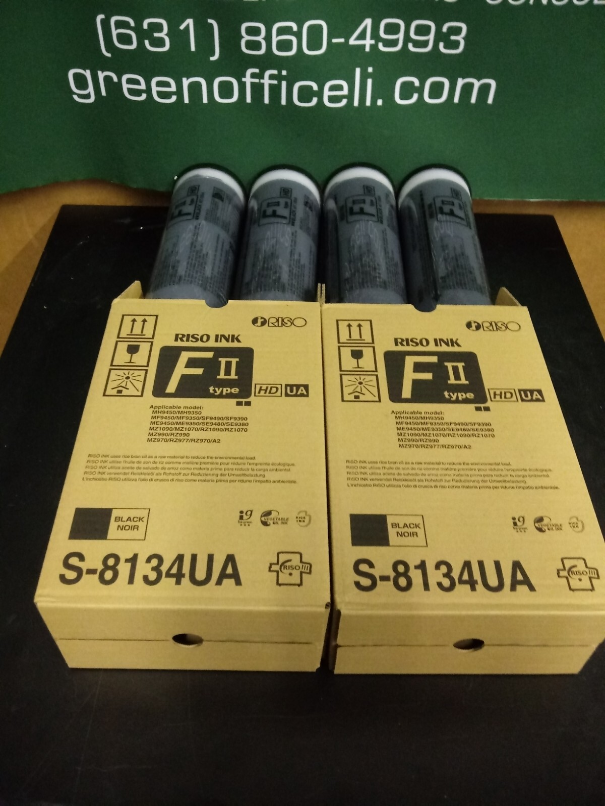 NEW 4 GENUINE RISO S8134 HD Black ink Duplicator MH9450 MZ990 MF9450 RZ1090