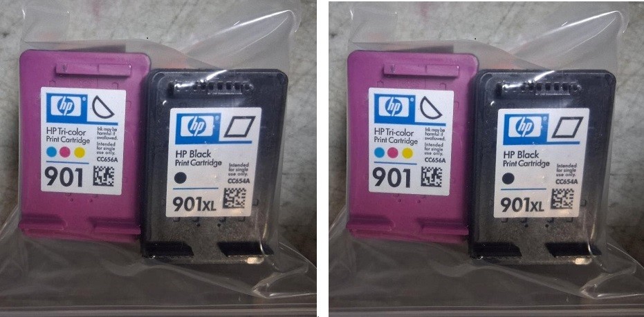 Set 4 Genuine HP 901XL Black & 901 Color Inkjets Seal Intact NO BOX NO BAG