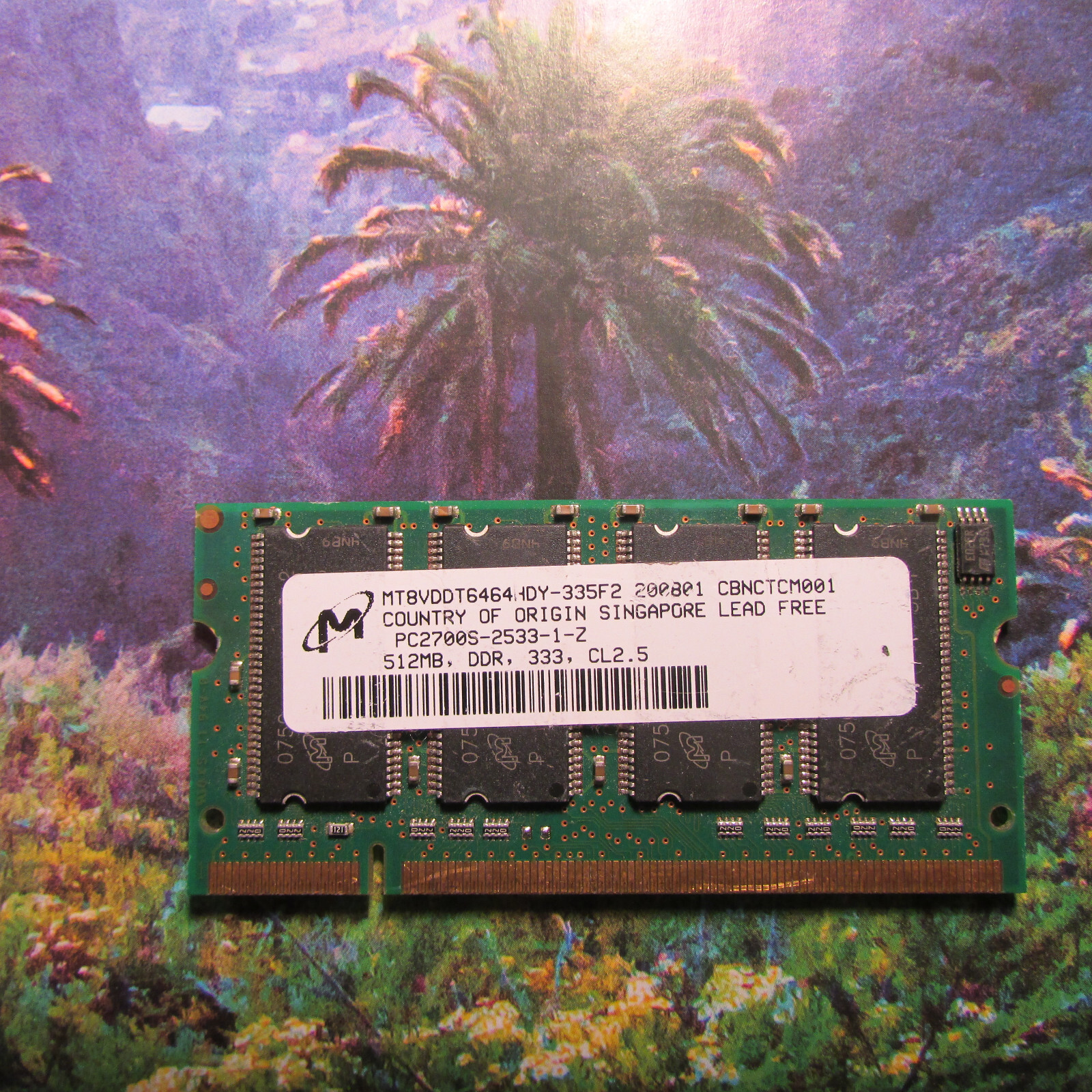 Micron  512MB PC2700 DDR MT8VDDT6464HDY-335F2 CL2.5 200-Pin SoDimm Memory Module