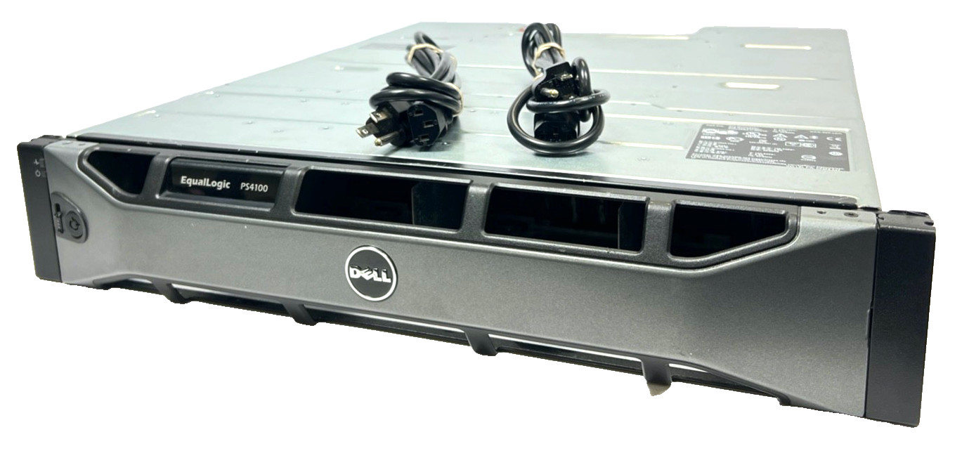Dell EqualLogic PS4100 E04J 24SFF Storage Array 2x E09M001 Control Module 2x PSU